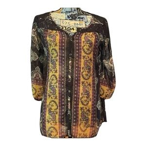 Dolled Up Tunic Top Lace Paisley Semi Sheer Medium